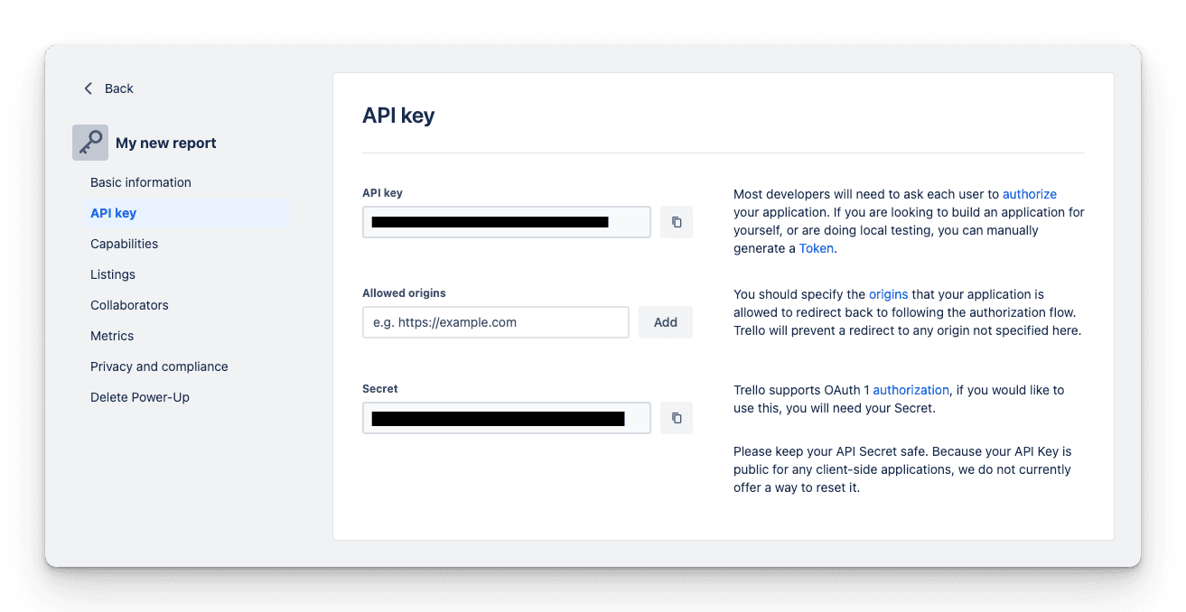 Accessing the Token generation link for Trello API authentication