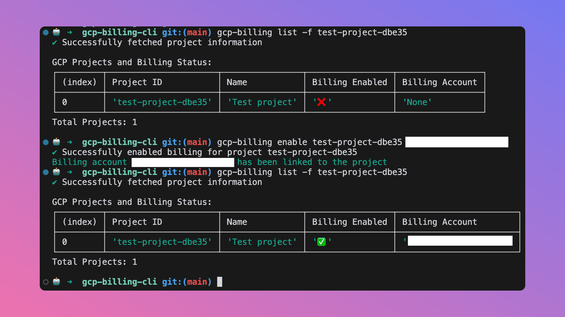 Easily enable or disable billing for a project